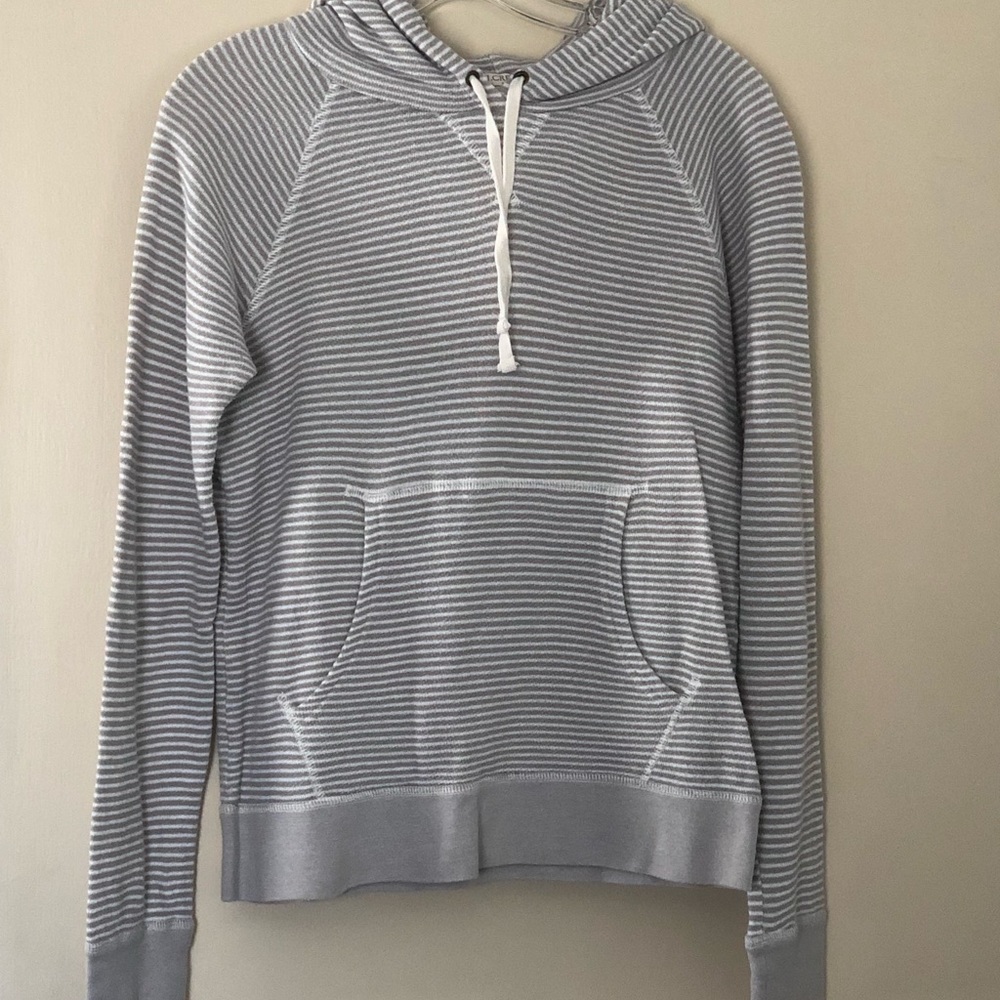 Women's J. Crew Tan and Cream Striped Hoodie Small